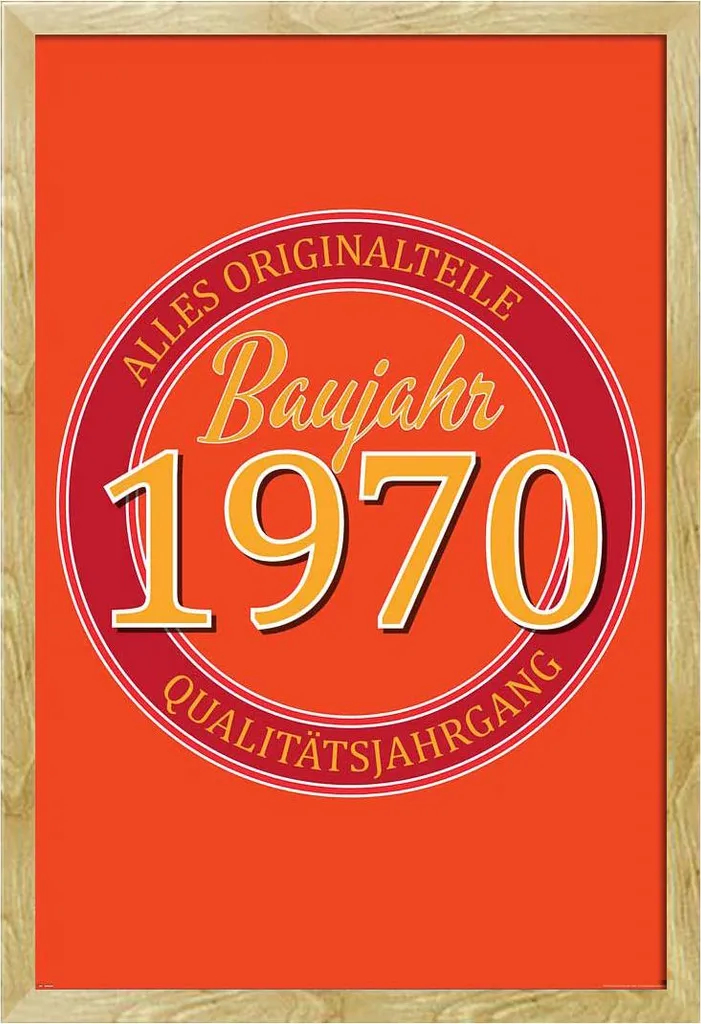 Poster Celebrativo 1970 con Cornice Shinsuke Maxi MDF Faggio