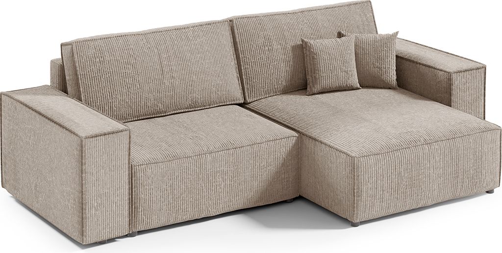 3-Sitzer-Wende-Ecksofa mit Truhe Isaac Mini Cord Taupe
