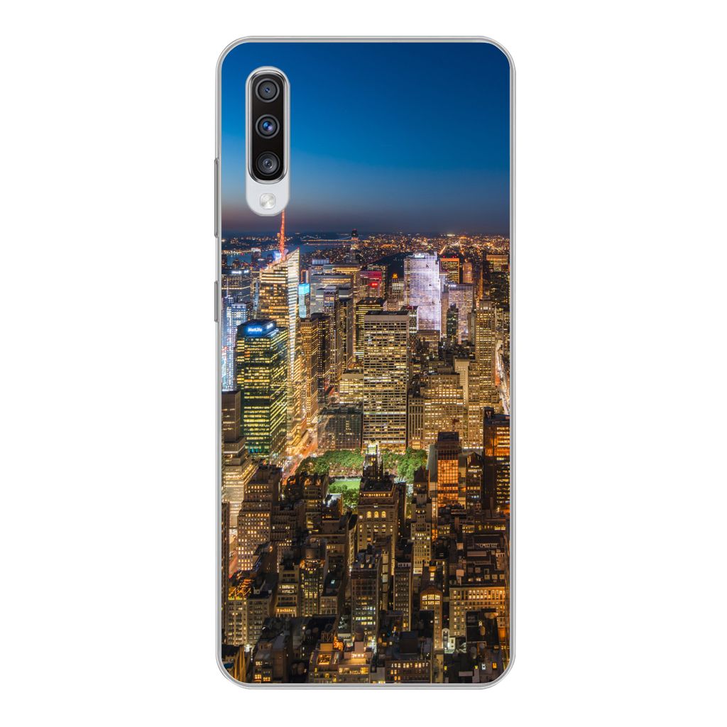 MuchoWow Handyhülle Schutzhülle Hülle für Samsung Galaxy A70 New York - Farben - Nacht Silikon Softcase Handy Hülle - Schutzhaube