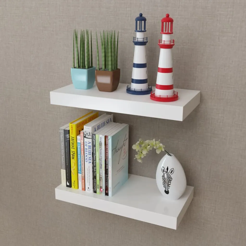 Mensole a Parete vidaXL MDF Bianco 2 Pezzi - Installazione Facile - 7