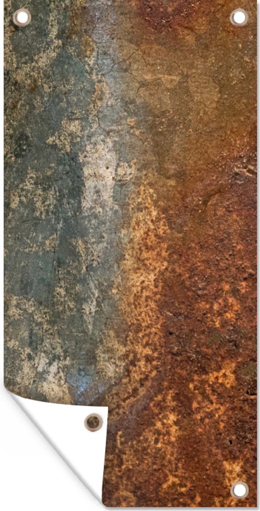 MuchoWow 40x80 cm Outdoor-Poster Gartendeko Sichtschutz Garten Poster für den Garten Stahl - Rost - Alt - Orange - Grau - Muster - Abstrakt