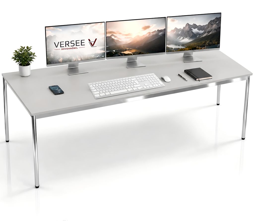 Schreibtisch / Konferenztisch VERSEE VST1 180x80 cm Lichtgrau – höhenverstellbar, stabil