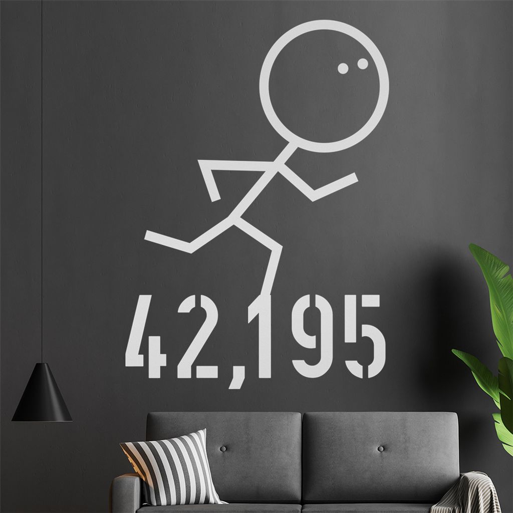 42,195 run Strich Wandtattoo in 6 Größen - Wandaufkleber Wall Sticker - Dekoration, Küche, Wohnzimmer, Schlafzimmer, Badezimmer