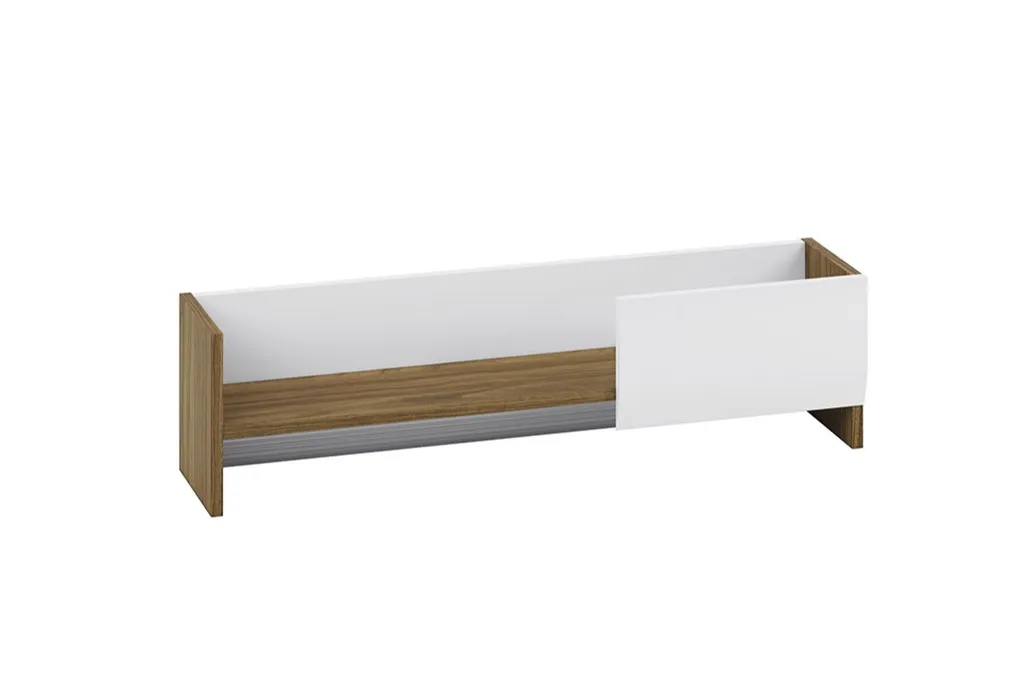 Étagère murale HANILA en noyer et blanc brillant - Design 80x25cm