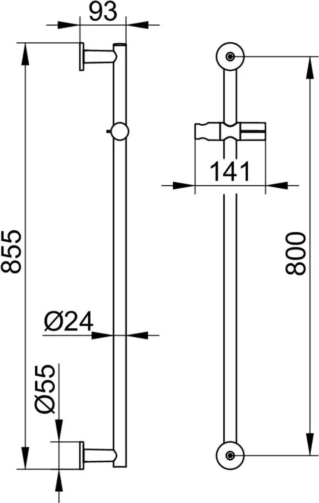 KEUCO IXMO Barra Doccia 855mm 59585010901 - Montaggio Facile Cromo