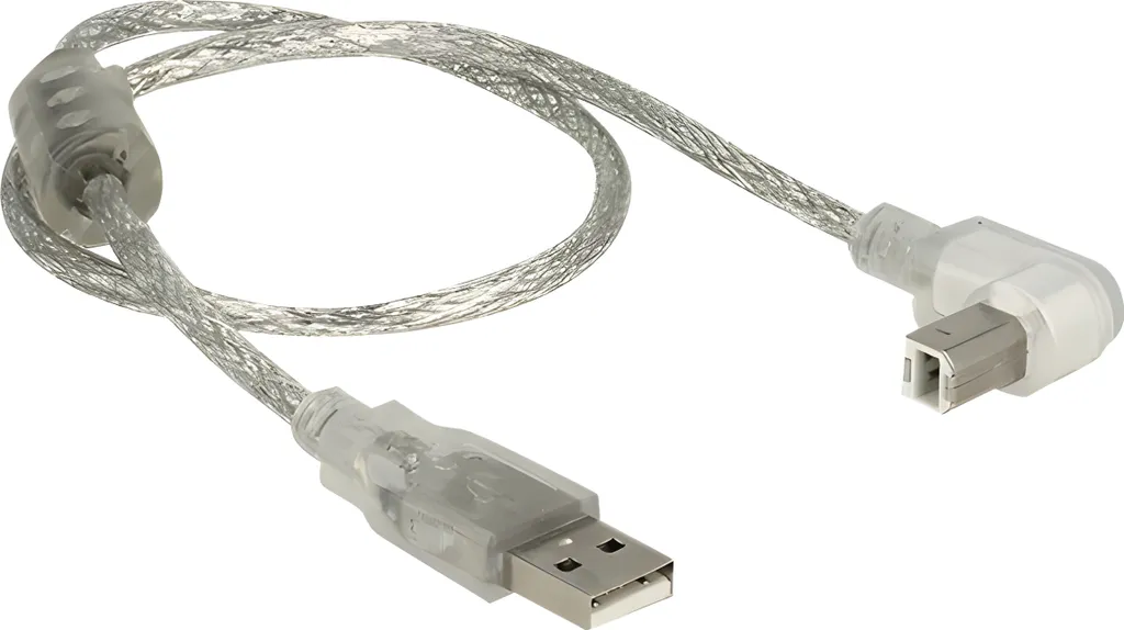 Cavo USB A-B 90° Delock 0,5m Trasparente | Specialista Stampante & Audio