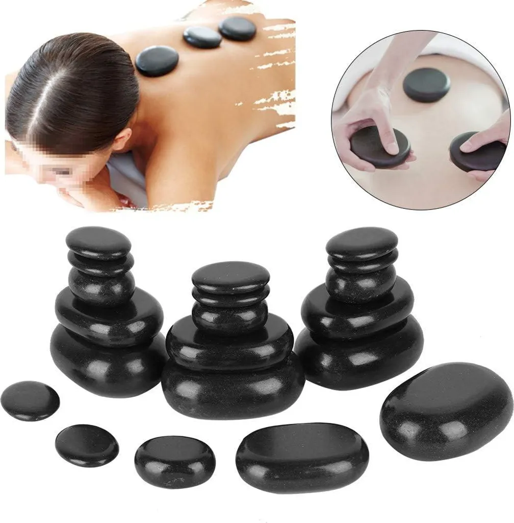Kit Massage Hotstone en Basalte Naturel avec 20 Pierres Volcaniques