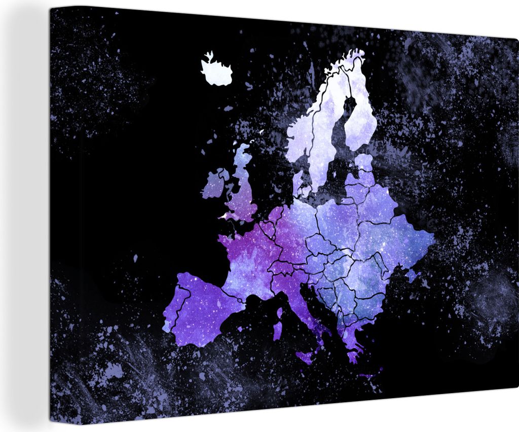 OneMillionCanvasses - Leinwandbilder - 150x100 cm, Karte - Europa - Sternenhimmel, Wandbilder Kunstdruck Wanddekoration