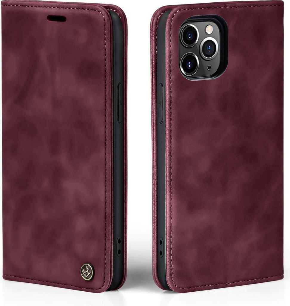 Handy Hülle für Apple iPhone 11 Pro Max Klapphülle Bookcase Flip Cover Handy Tasche Etui Farbe: Weinrot