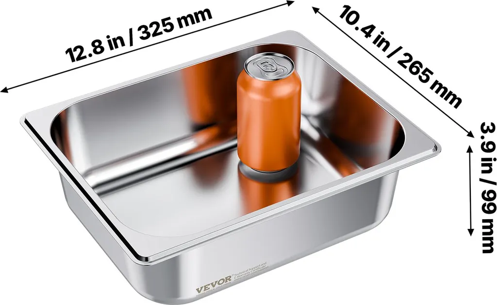 VEVOR Vaschette Inox GN 1/2 - 6 Pezzi da 6L per le tue Feste in Famiglia - 8