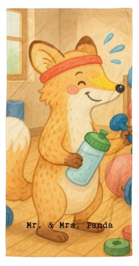 Mr. & Mrs. Panda Strandtuch Fuchs Fitness Design - Weiß - Geschenk, Sport Treiben, Sportclub, Duschtuch, Badehandtuch, Kraftsport, Großes, Fitnes...
