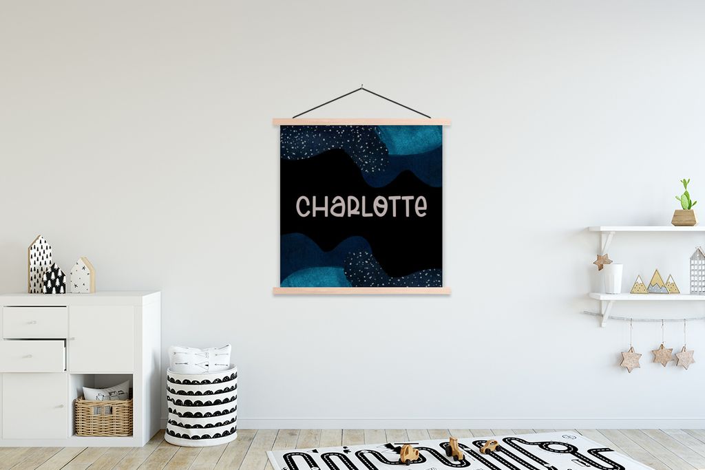 MuchoWow Textilposter Charlotte - Pastell - Mädchen 120x120 cm mit holzfarbenen Rahmen - Textil-Poster