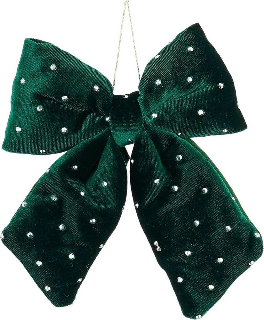 Mica Decorations Deko-Schleife Grün 15x17 cm – kleine wiederverwendbare Weihnachtsschleife für Geschenke, Baum & Türdeko