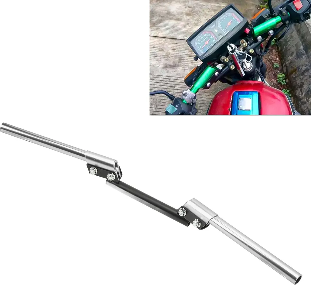 Guidon de moto argent 22 mm réglable universel pour sportives et ATV