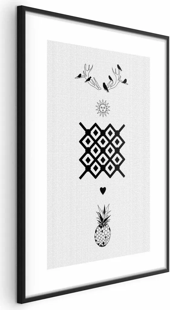 Poster Happiness 60x90 cm con Cornice Nera Elegante - Arredo Casa
