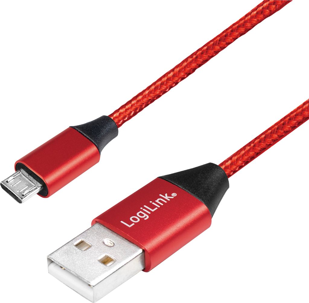 LogiLink CU0151, 0,3 m, USB A, Micro-USB B, USB 2.0, Rot