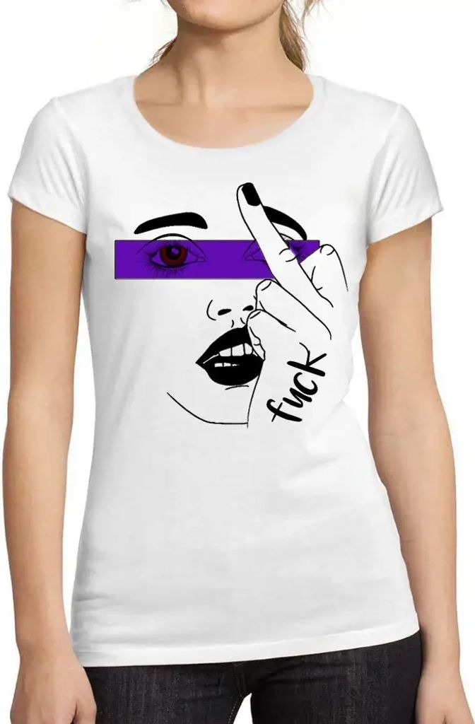Damen Grafik T-Shirt Ein Mittelfinger – A Middle Finger – Öko-Verantwortlich Vintage Jahrgang Kurzarm Lustige Druck Geburtstag Geschenk Frau