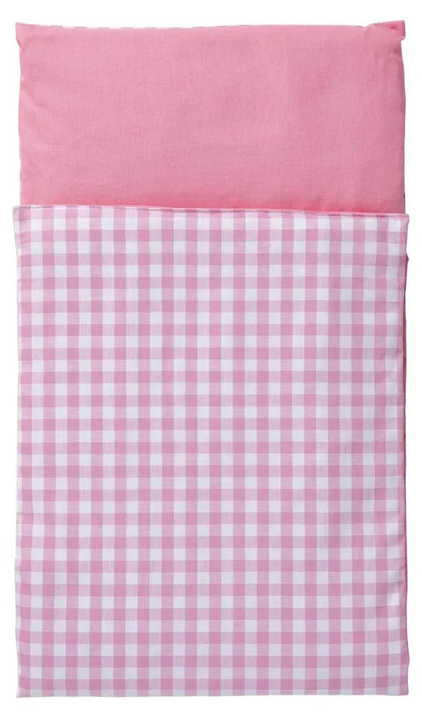 Accessoire literie poupée : Couverture rose pour poussette et lit bois