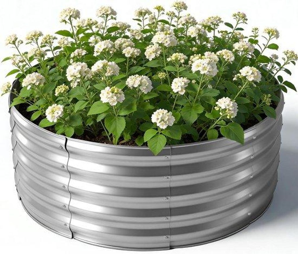 Metallene Pflanzgefäße quadratisch - Verzinnter Stahl - Außenpflanzen für die Terrasse - 90x90x43 cm - Silberfarbe