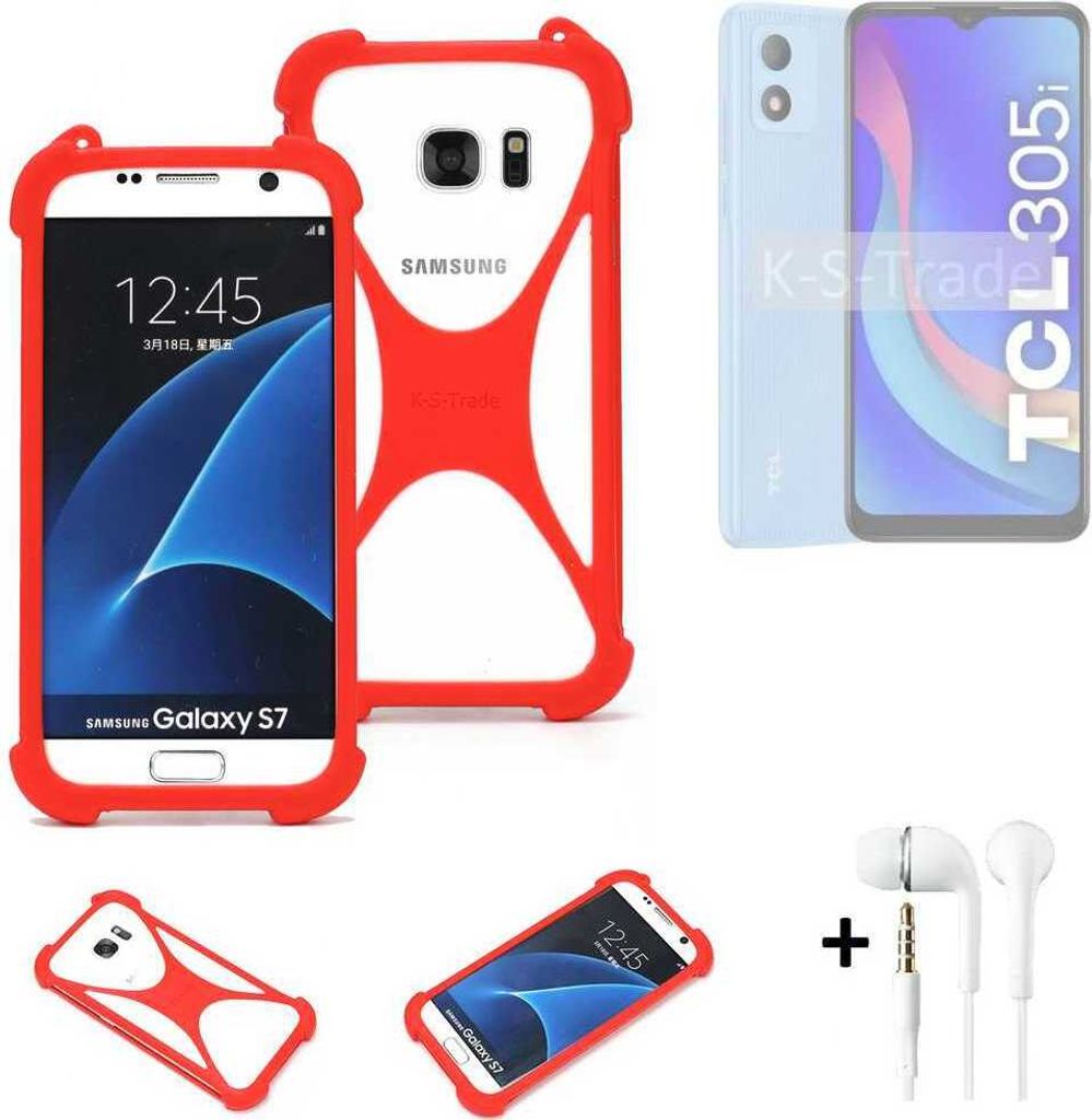 Handy-hülle + Kopfhörer kompatibel mit TCL 305i Schutz-hülle Bumper Silikon Schutz Hülle Cover Case Silikoncase Silikonbumper TPU Softcase
