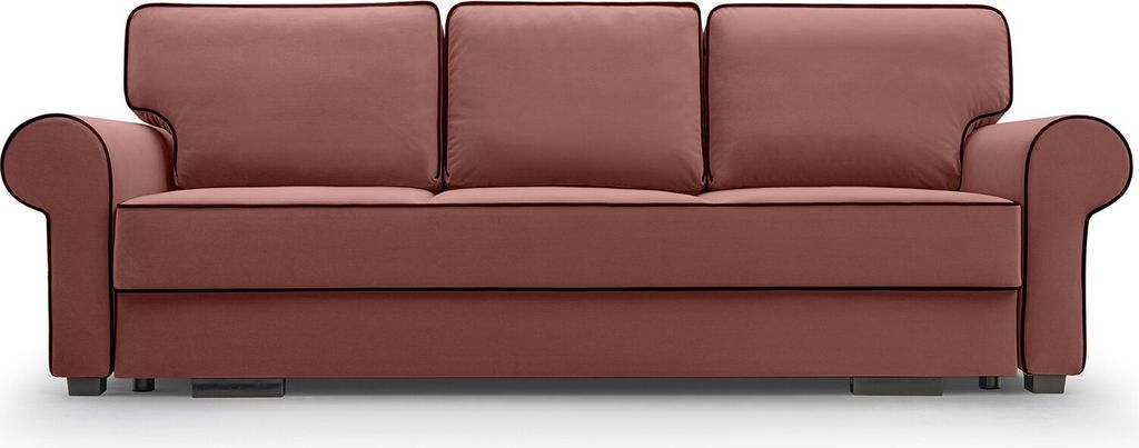 BETTSO Sofa mit Ziersteppung TIAGO MATT VELVET63 99 Rosa Schwarz