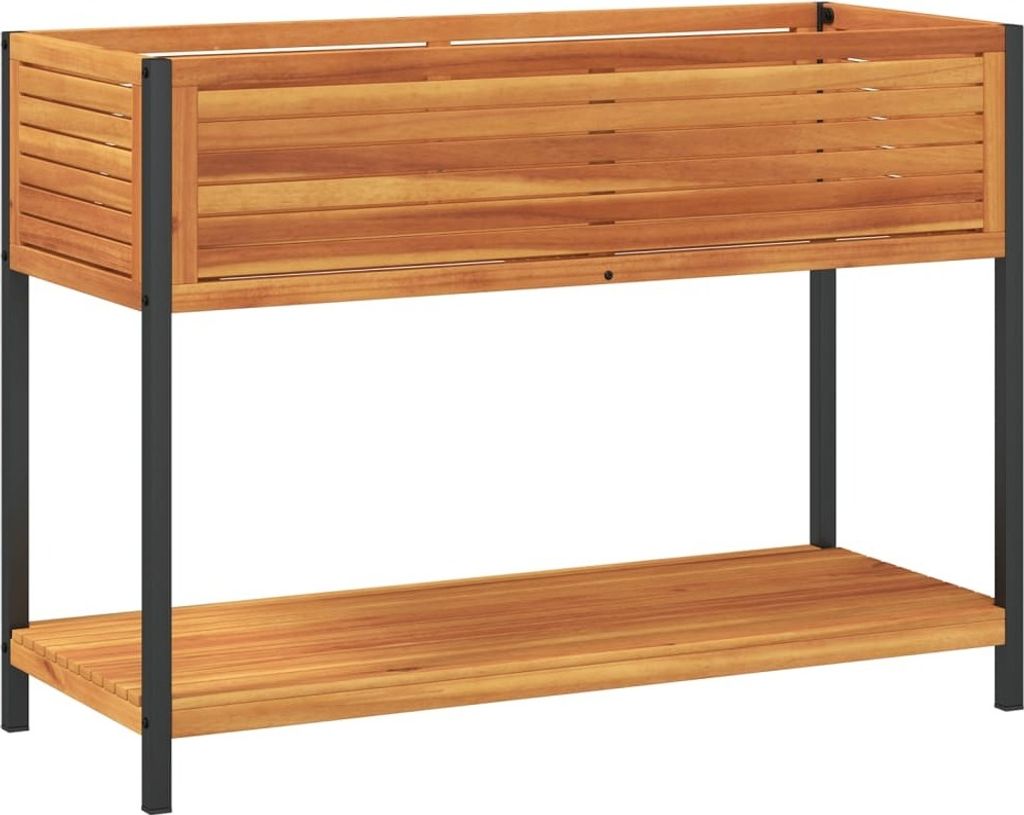 vidaXL Bac à plantes avec étagère 110x45x80 cm bois massif Image du produit 
