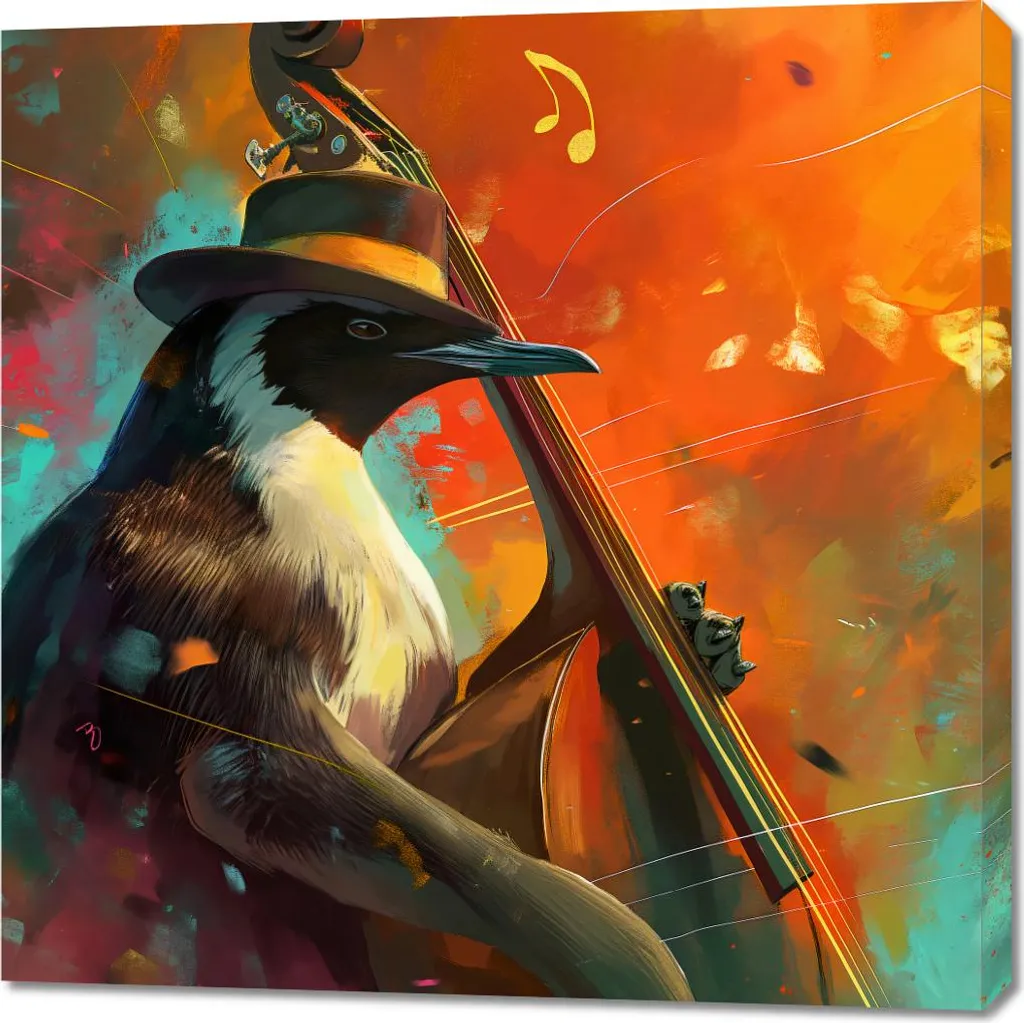 Tableau Note pingouin 90 x 90 cm - Décoration murale design moderne