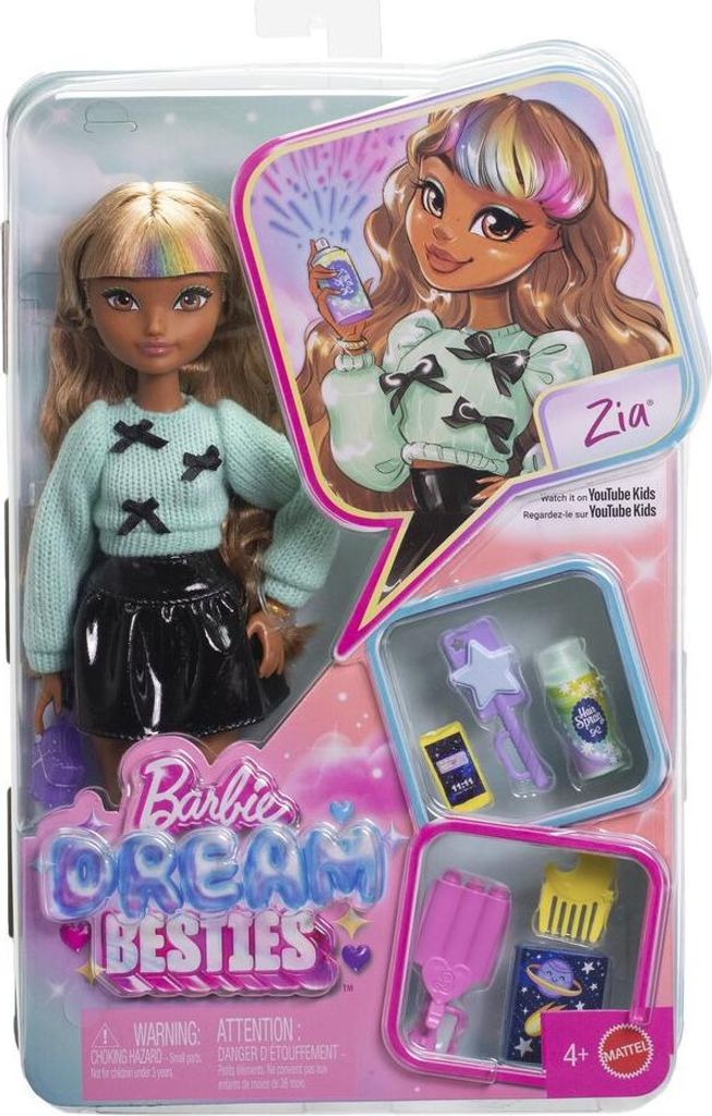 Barbie Modepuppe Dream Besties Zia mit Haarstyling-Accessoires und Spielspaß