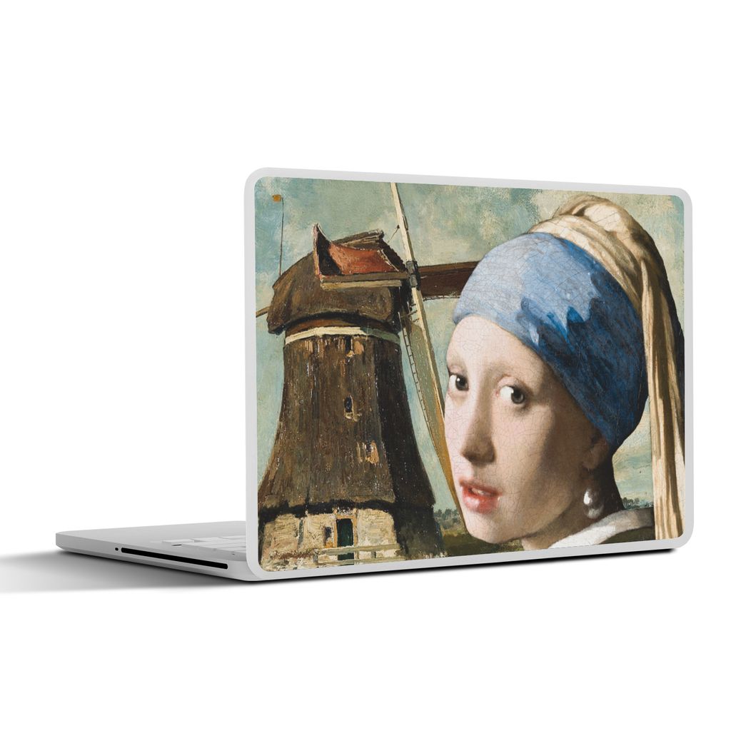 MuchoWow Laptop Aufkleber Sticker Cover Das Mädchen mit dem Perlenohrring - Mühle - Vermeer 30x21 cm - Sticker für Laptop - Selbstklebend