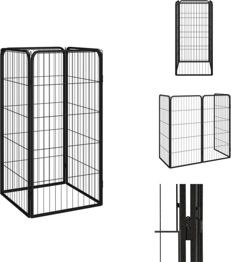 vidaXL Box per cani 4 pezzi nero 50x100cm verniciato a polvere in acciaio - Cucce e percorsi per cani