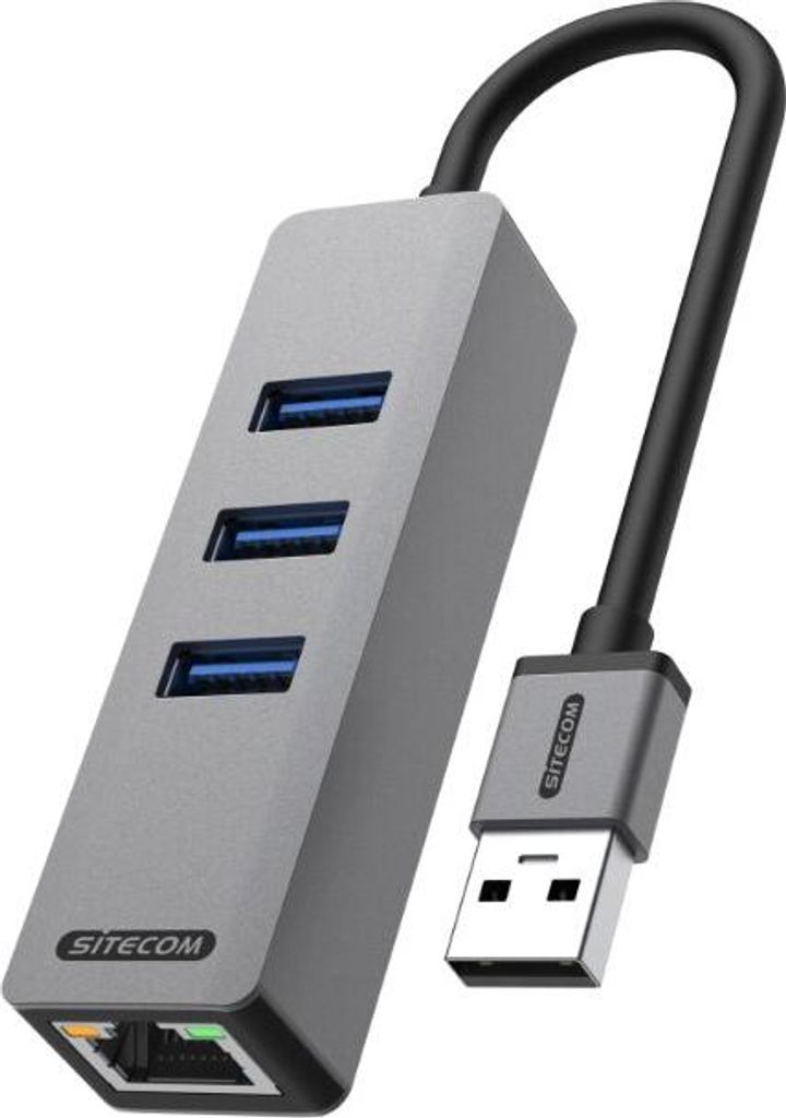 Sitecom USB-A-zu-Ethernet Adapter mit 3 USB-3.0-Ports