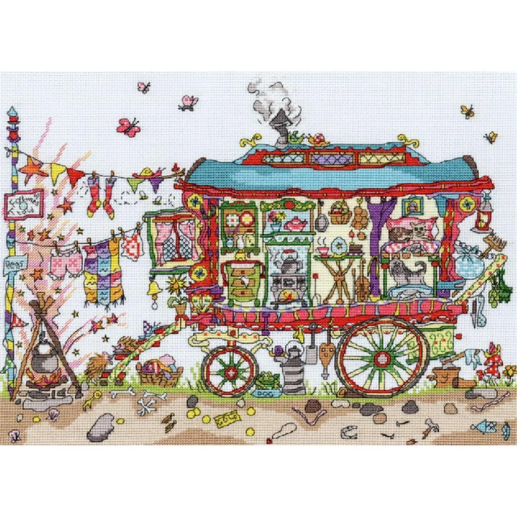 Broderie point de croix compté Roulotte Bothy Threads kit complet 36x26cm
