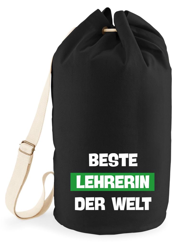 Huuraa Seesack Beste Lehrerin der Welt 20 Liter Black Baumwolle Rucksack Geschenkidee