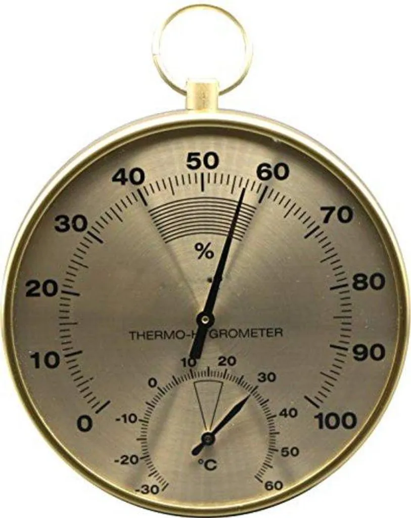 Station météo avec hygromètre analogique en acier inoxydable brossé
