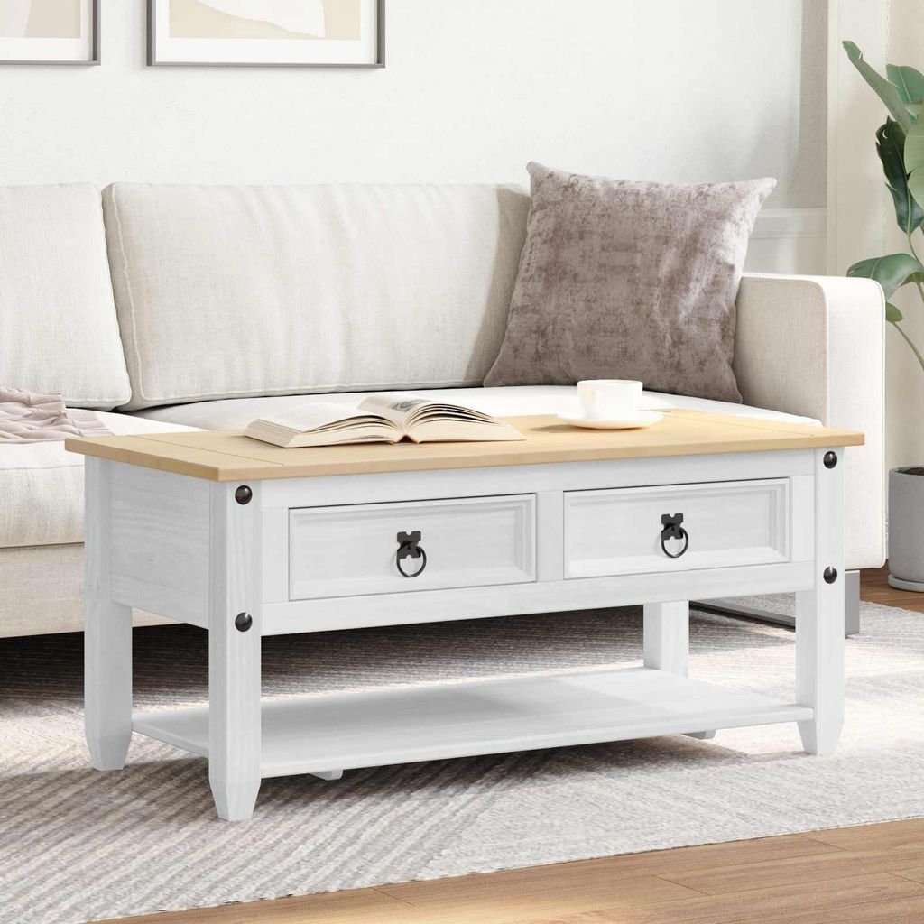 Maison Exclusive - Couchtisch Weiß 100 x 48 x 45 cm Massives Kiefernholz