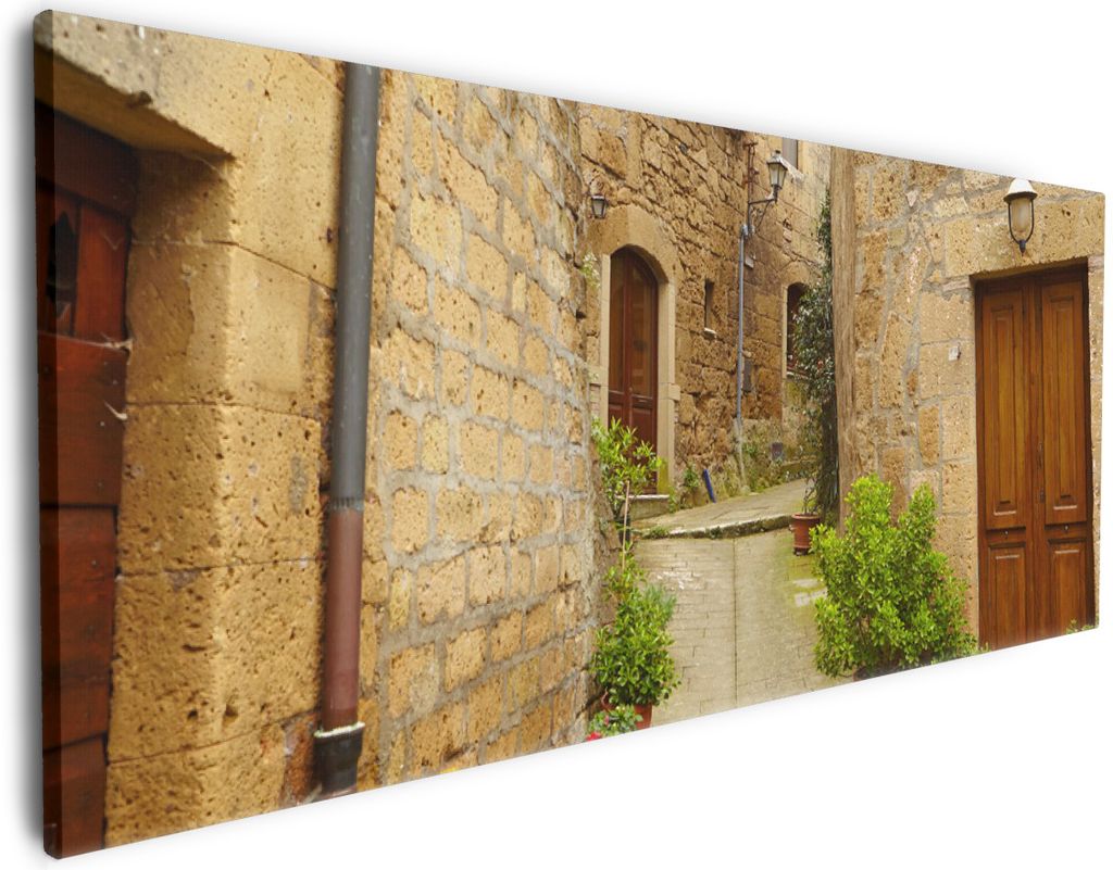 Wallario Premium Leinwandbild Weg durch die Altstadt - Toskana in Italien in Größe 80 x 200 cm