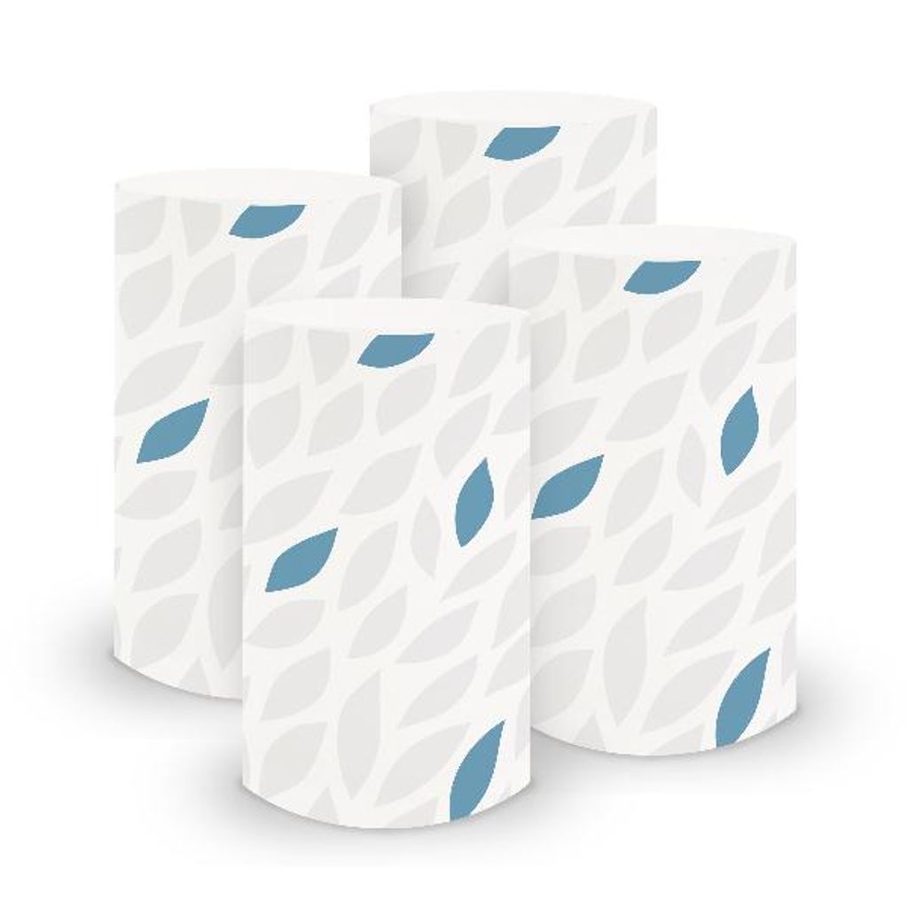 itenga 6x Windlicht klein Blätter abstrakt weiß blau / nordic blue, 10,0 cm