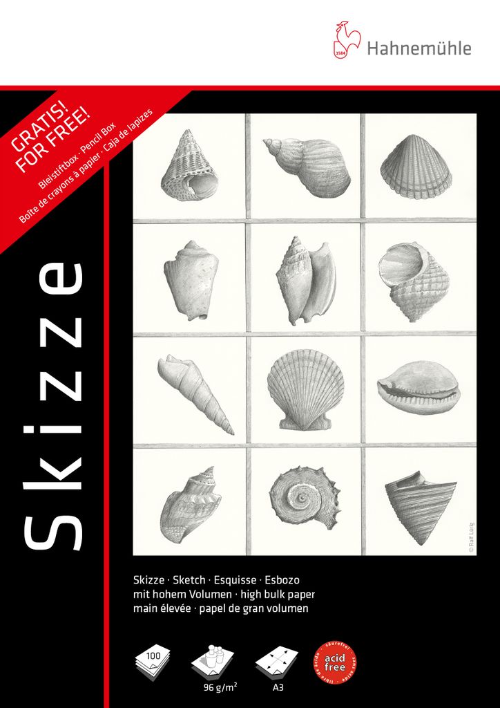 Hahnemühle Skizzenblock 2 Stück, A4 100 Blatt + Bleistiftbox