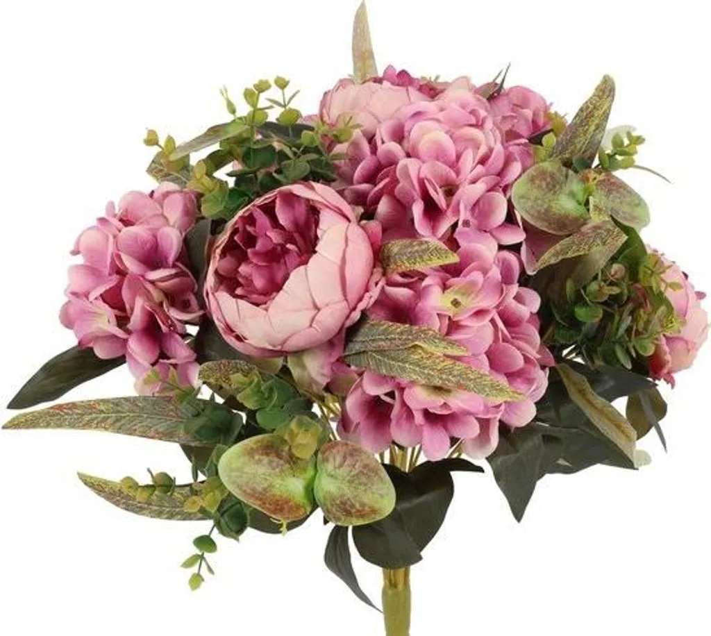 Countryfield Bouquet Peonie Ortensie Lilla 53cm | Fiori Artificiali Alta Qualità