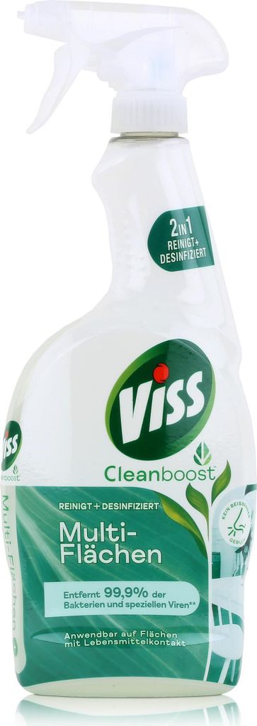 A Viss Cleanboost Multi-Flächen spray bottle against a white background.