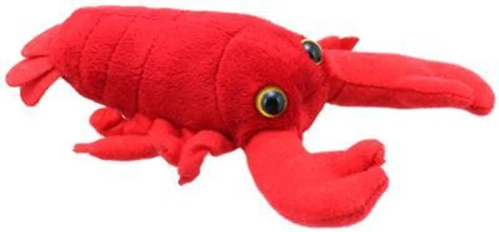 Marionnette à doigt homard rouge en peluche pour spectacle enfant