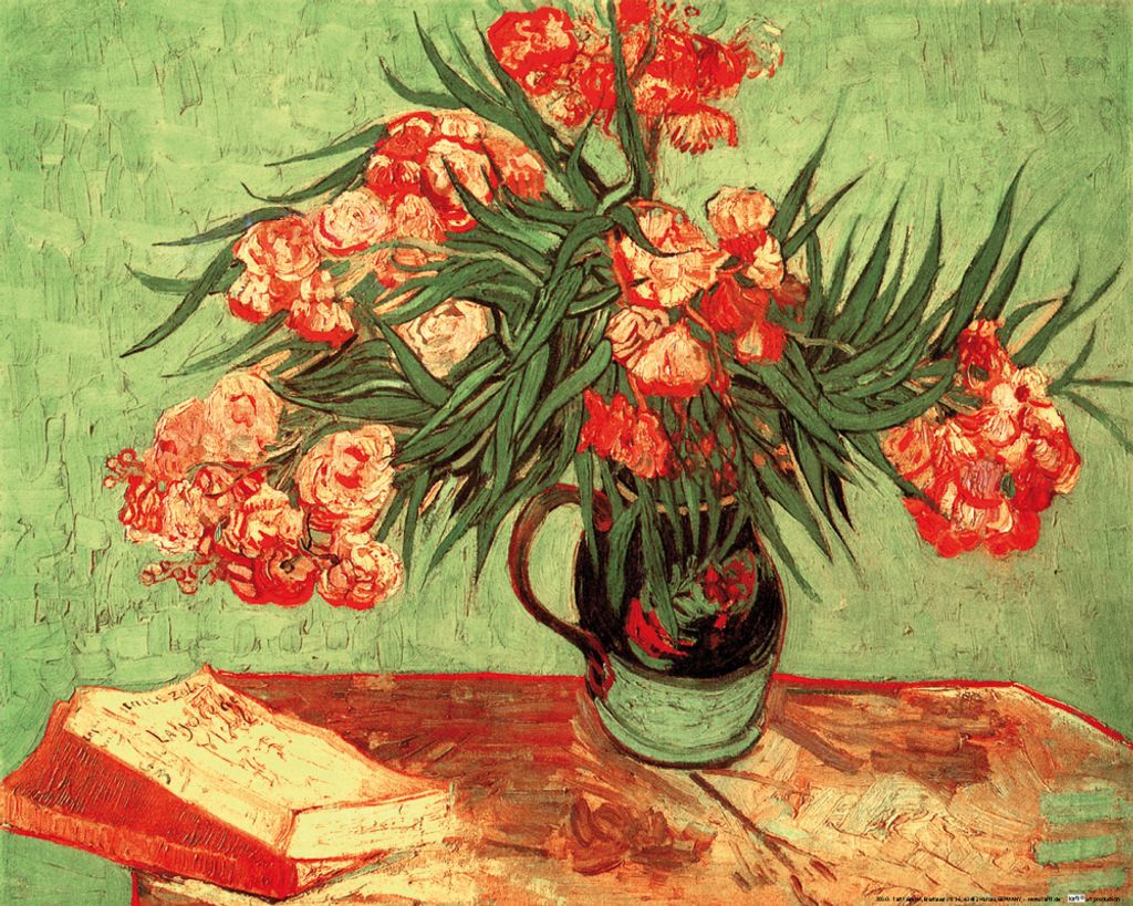 Vincent Van Gogh Kunstdruck Bild - Stillleben, Vase Mit Oleander Und Büchern, 1888 (40 x 50 cm)