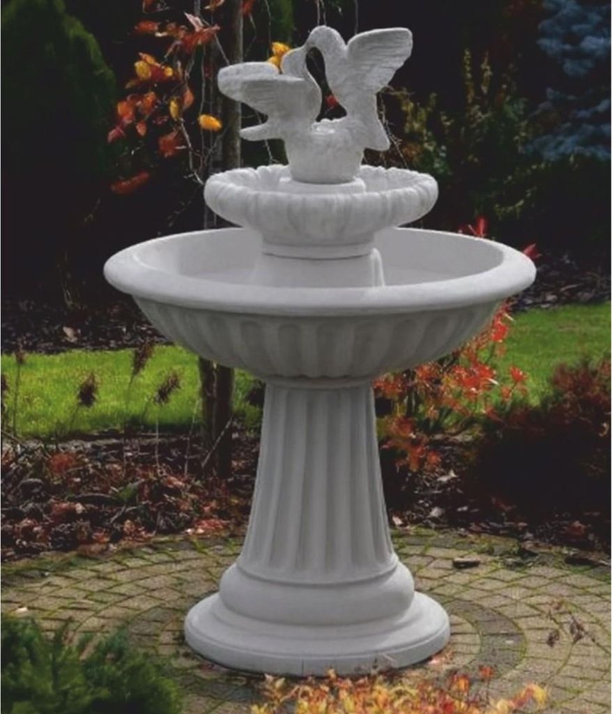 Casa Padrino Jugendstil Springbrunnen 2 Tauben Grau Ø 92 x H. 136 cm