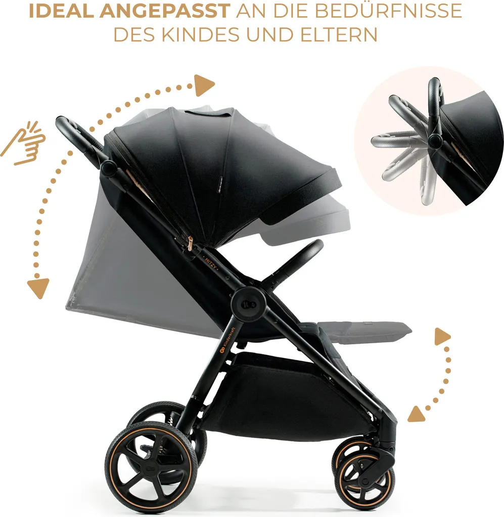 Poussette Mitzy Ink Noir Kinderkraft Select avec Pliage Rapide Compact - 7