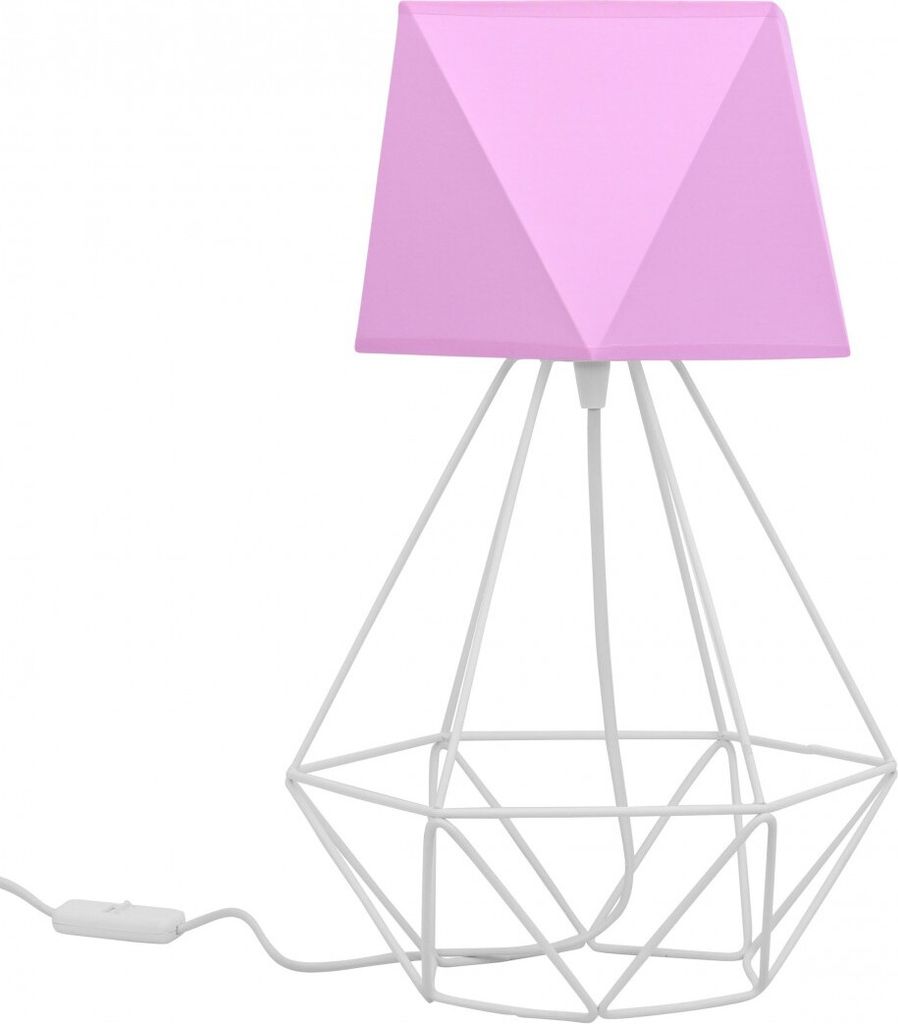 Light-Home Lampenschirm Tischlampe Modern - Elegante Nachttischlampe für Schlafzimmer Wohnzimmer - Tischleuchte E27 - 40x23,5 cm - Weiß und Rosa ...