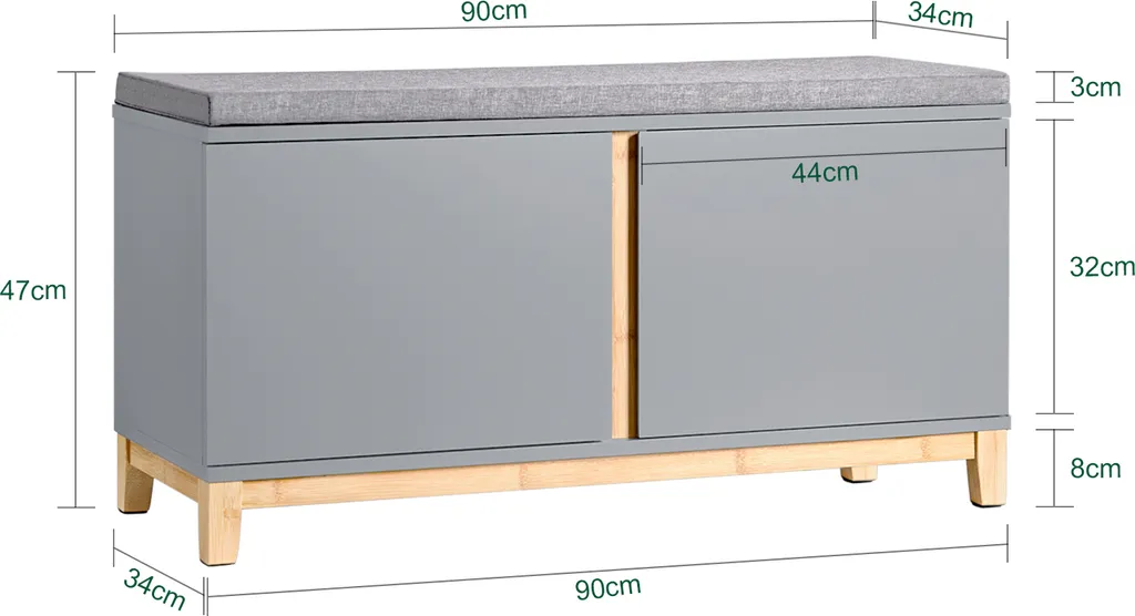 Banc coffre à chaussures gris pour dire adieu au désordre de l'entrée