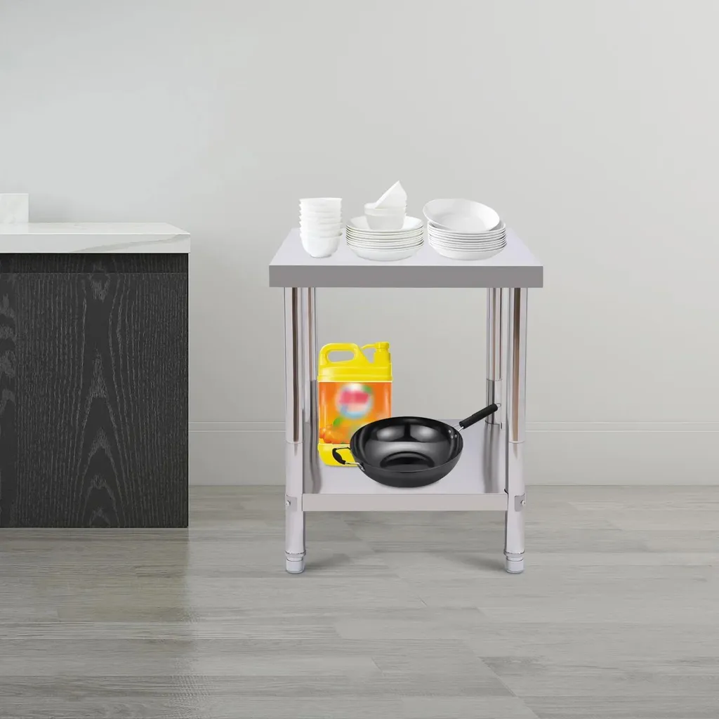 Table de cuisine moderne en métal argenté - Collection Studio Loft Chic