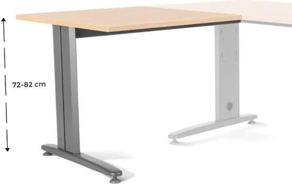 Anstelltisch Metal BxTxH 100x60x73cm Platte einstellbar Gestell grau Platte Melamin buche.