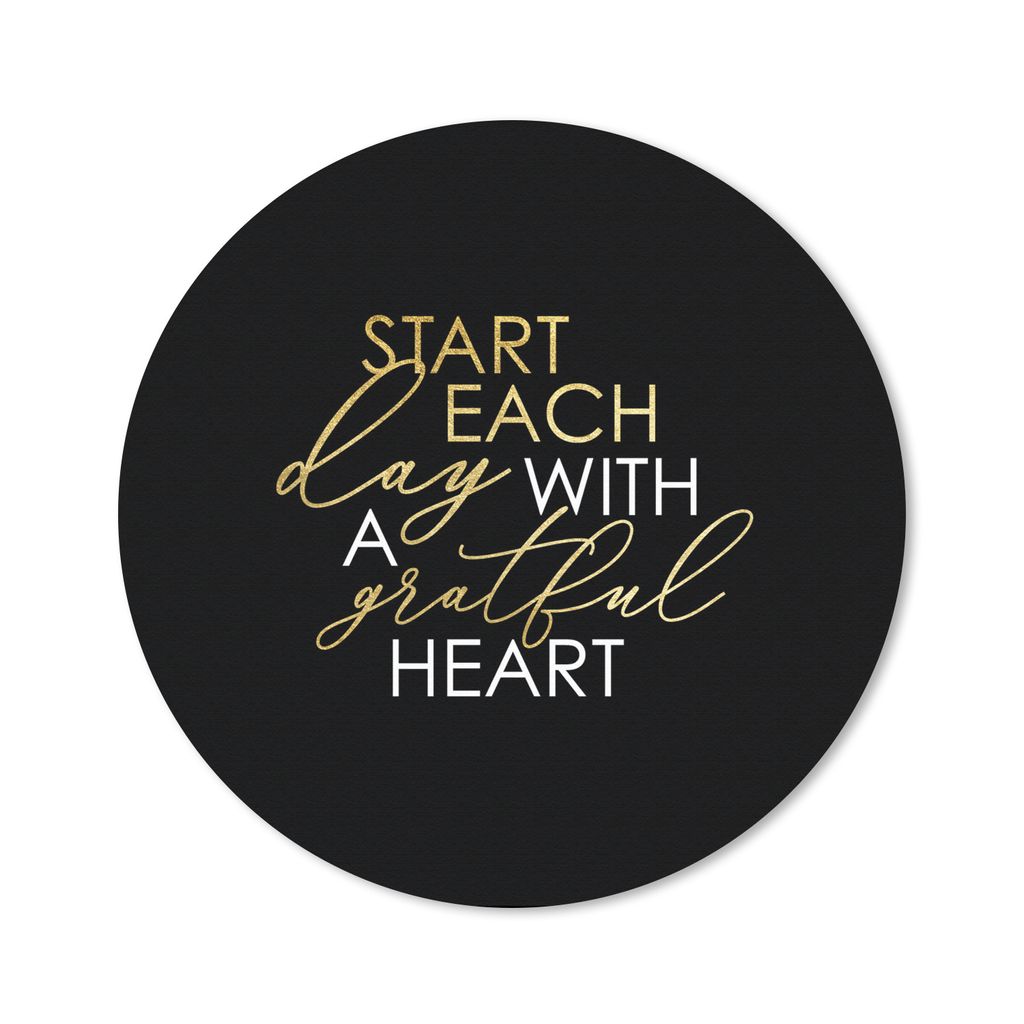 MuchoWow Mauspad Mousepad Zitat - Herz - Gold - Schwarz 30x30 cm - Mousepads - Maus Mat - Pad - Mausunterlage - Tischunterlage - Schreibtischmatten