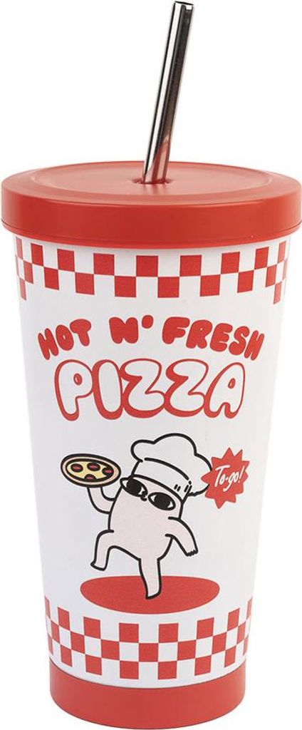 Ketnipz Hot N Fresh Pizza straw tumbler 550ml